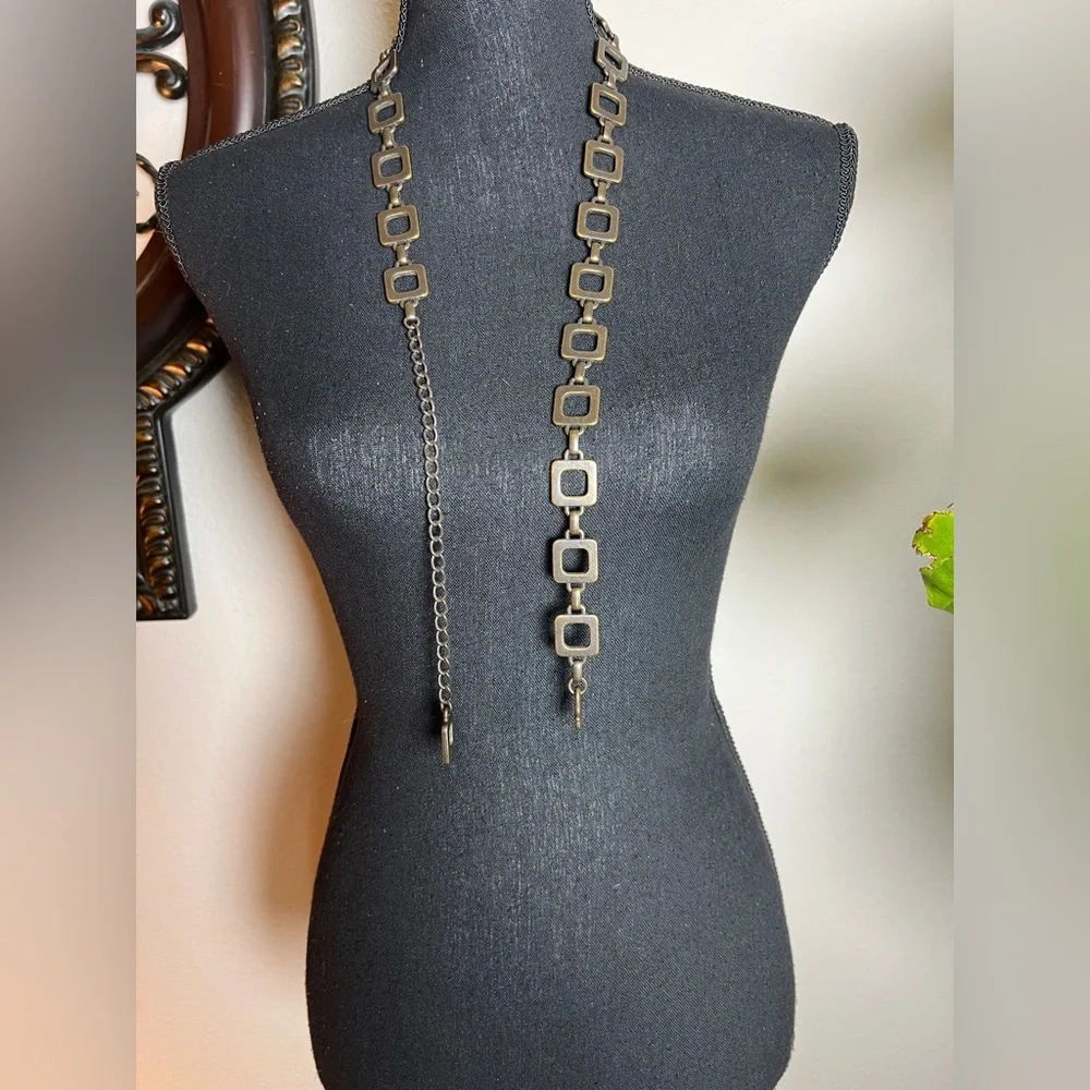 Women’s Antique Brushed Copper Color Square Chain Link Adjustable Belt